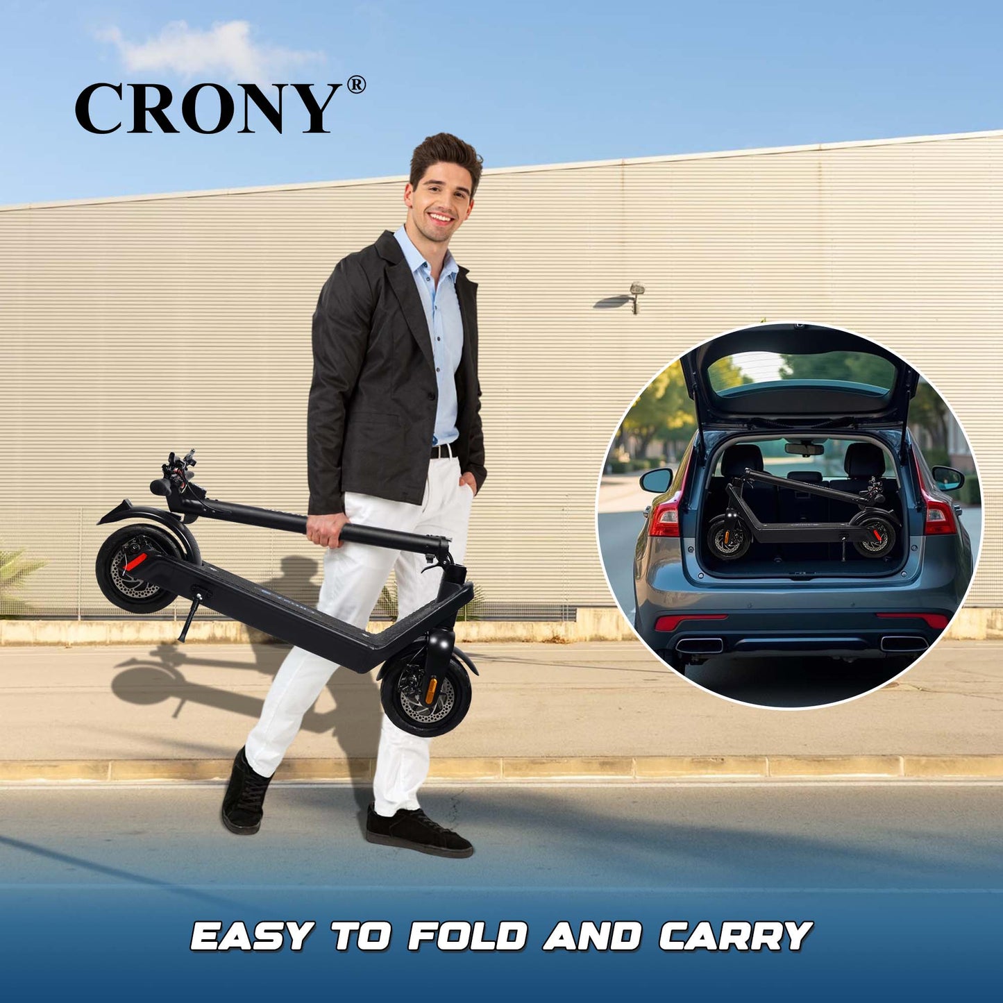 CRONY X9 Plus Folding E-scooter 500W 36V 15.6AH 35-65KM Range Disc Brakes Aluminum Alloy Frame LCD Display LED Headlamp Easy Folding