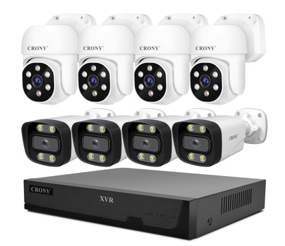 CRONY NVS008 Security Camera System 8 Channel 5MP Outdoor Indoor Surveillance DVR Kit with 8pcs 5MN AHD Cameras with Audio Night Vision Motion Detection