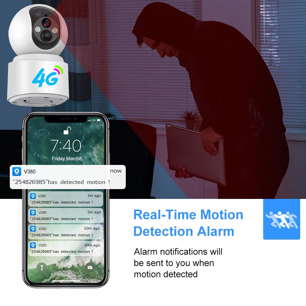 CRONY VQ001-4G 4G Wireless Security Camera Outdoor Indoor with PIR Motion Detection Night Vision Two Way Audio 1296P HD Surveillance Camera for Home Security