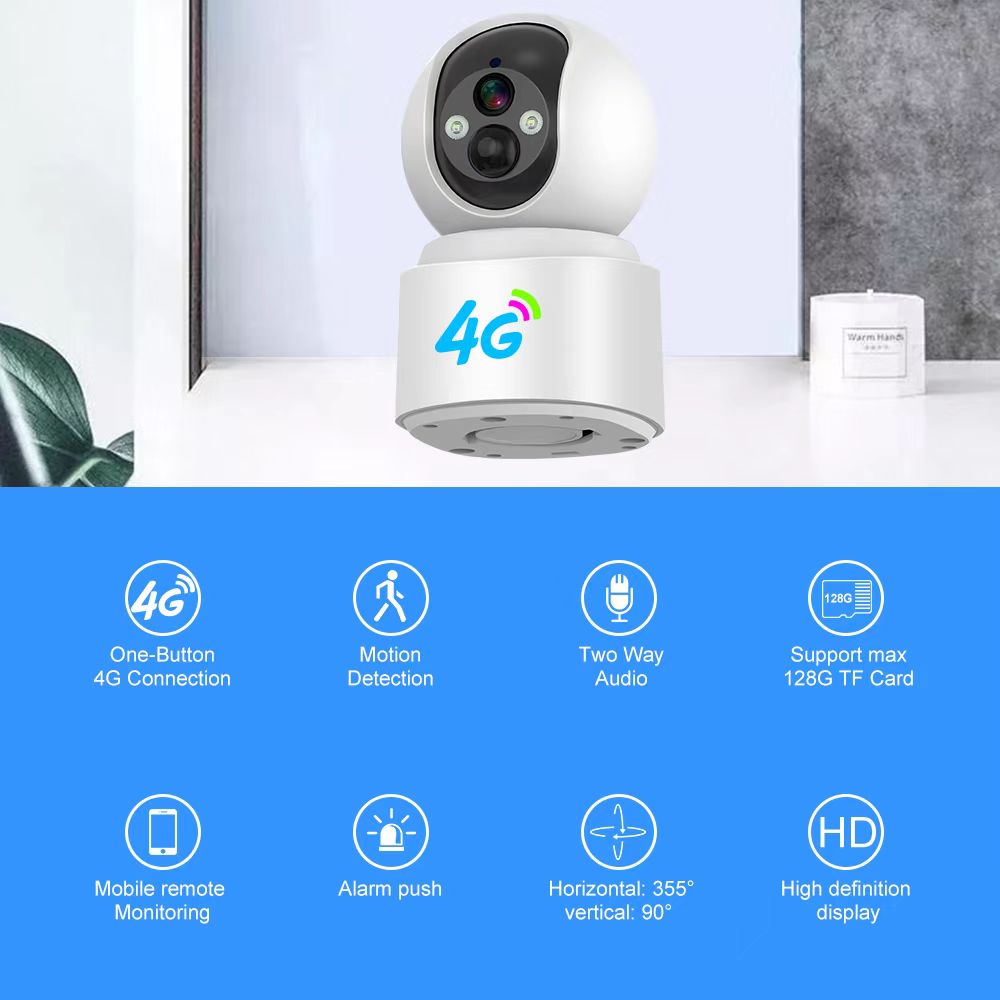 CRONY VQ001-4G 4G Wireless Security Camera Outdoor Indoor with PIR Motion Detection Night Vision Two Way Audio 1296P HD Surveillance Camera for Home Security