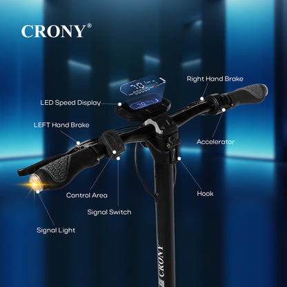 CRONY T2 Electric Scooter for Adults Range Front and Rear Suspension Disc Brakes Aluminum Frame E Bike with APP