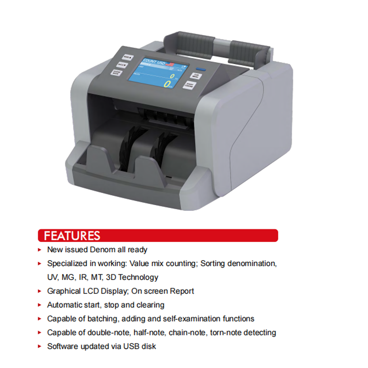 CRONY P80 Currency count machine with Mixed Value Counterfeit Detection and LCD Display for Business Bank Office Cash Counting Banknote Verifiers