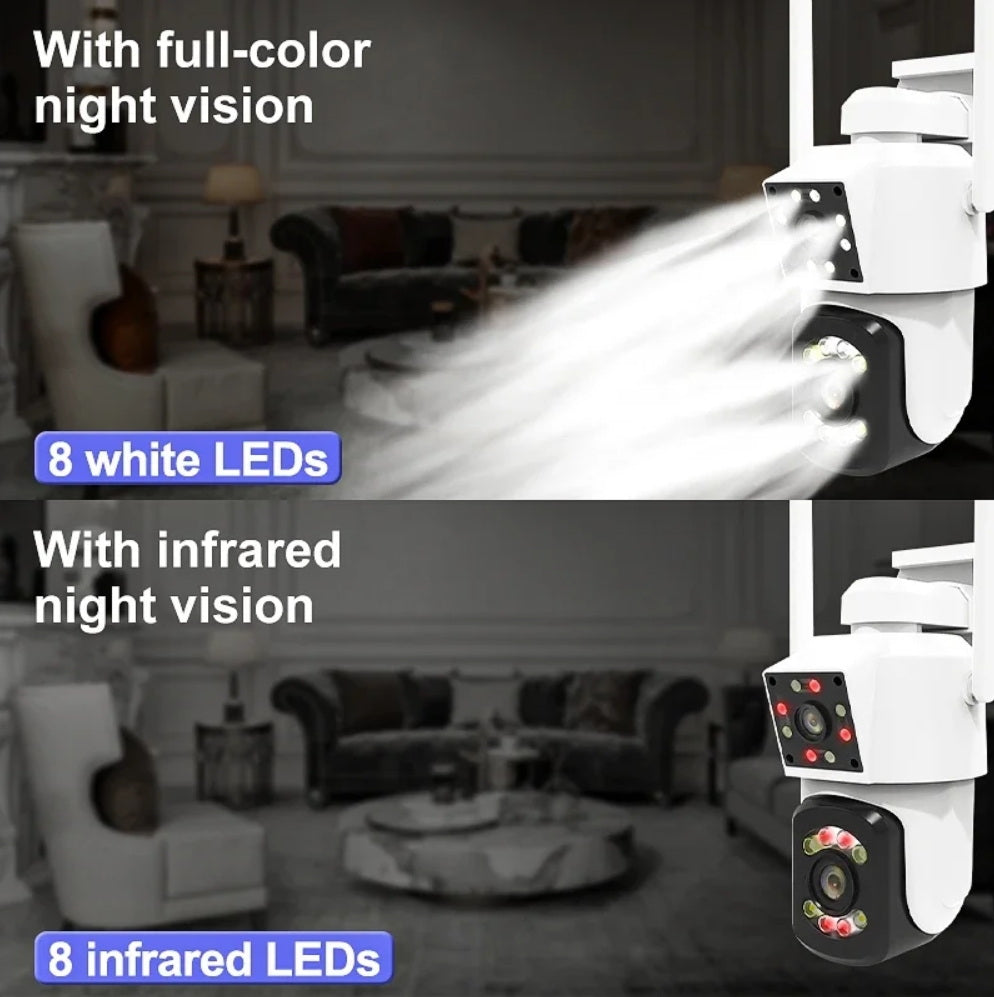 CRONY A3 WiFi 4K Binocular Security Camera Outdoor Indoor AI Motion Detection Color Night Vision 2-Way Audio Waterproof 360° PTZ Surveillance Cam with LED IR Light for Home ICAM365 App