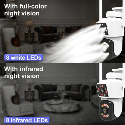 CRONY A3 WiFi 4K Binocular Security Camera Outdoor Indoor AI Motion Detection Color Night Vision 2-Way Audio Waterproof 360° PTZ Surveillance Cam with LED IR Light for Home ICAM365 App