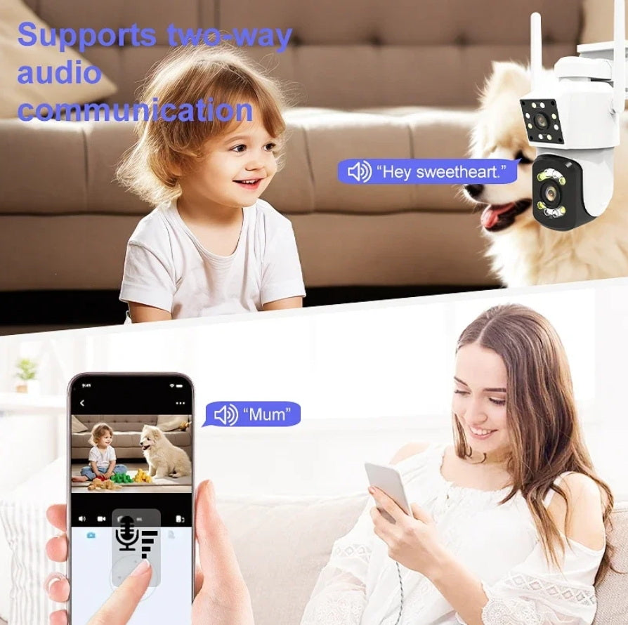 CRONY A3 WiFi 4K Binocular Security Camera Outdoor Indoor AI Motion Detection Color Night Vision 2-Way Audio Waterproof 360° PTZ Surveillance Cam with LED IR Light for Home ICAM365 App