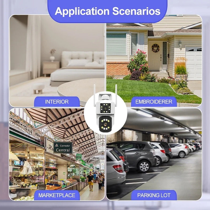 CRONY A3 WiFi 4K Binocular Security Camera Outdoor Indoor AI Motion Detection Color Night Vision 2-Way Audio Waterproof 360° PTZ Surveillance Cam with LED IR Light for Home ICAM365 App