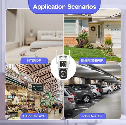 CRONY A3 WiFi 4K Binocular Security Camera Outdoor Indoor AI Motion Detection Color Night Vision 2-Way Audio Waterproof 360° PTZ Surveillance Cam with LED IR Light for Home ICAM365 App