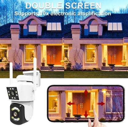 CRONY A3 WiFi 4K Binocular Security Camera Outdoor Indoor AI Motion Detection Color Night Vision 2-Way Audio Waterproof 360° PTZ Surveillance Cam with LED IR Light for Home ICAM365 App