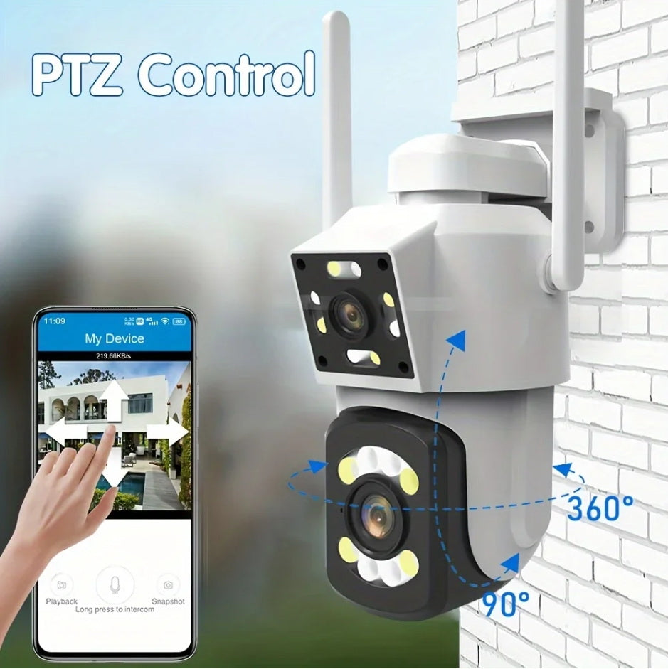 CRONY A3 WiFi 4K Binocular Security Camera Outdoor Indoor AI Motion Detection Color Night Vision 2-Way Audio Waterproof 360° PTZ Surveillance Cam with LED IR Light for Home ICAM365 App
