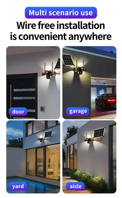 CRONY  TB02-4G-4K V380 PRO APP Solar street light 3 Head Camera 4G 5MP Outdoor Waterproof IP65 Dual Lens Night Vision Two Way Audio