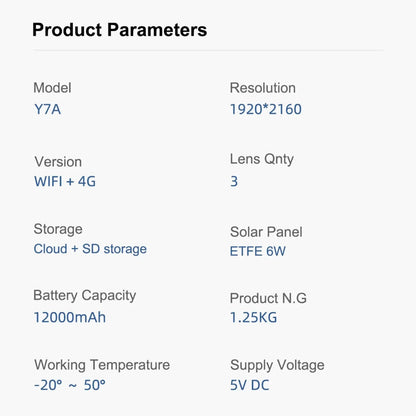CRONY Y7A 4G-WiFi-4K-8MP(10X) Solar Triple-lens Linkage Camera CCTV 9W Solar Panel