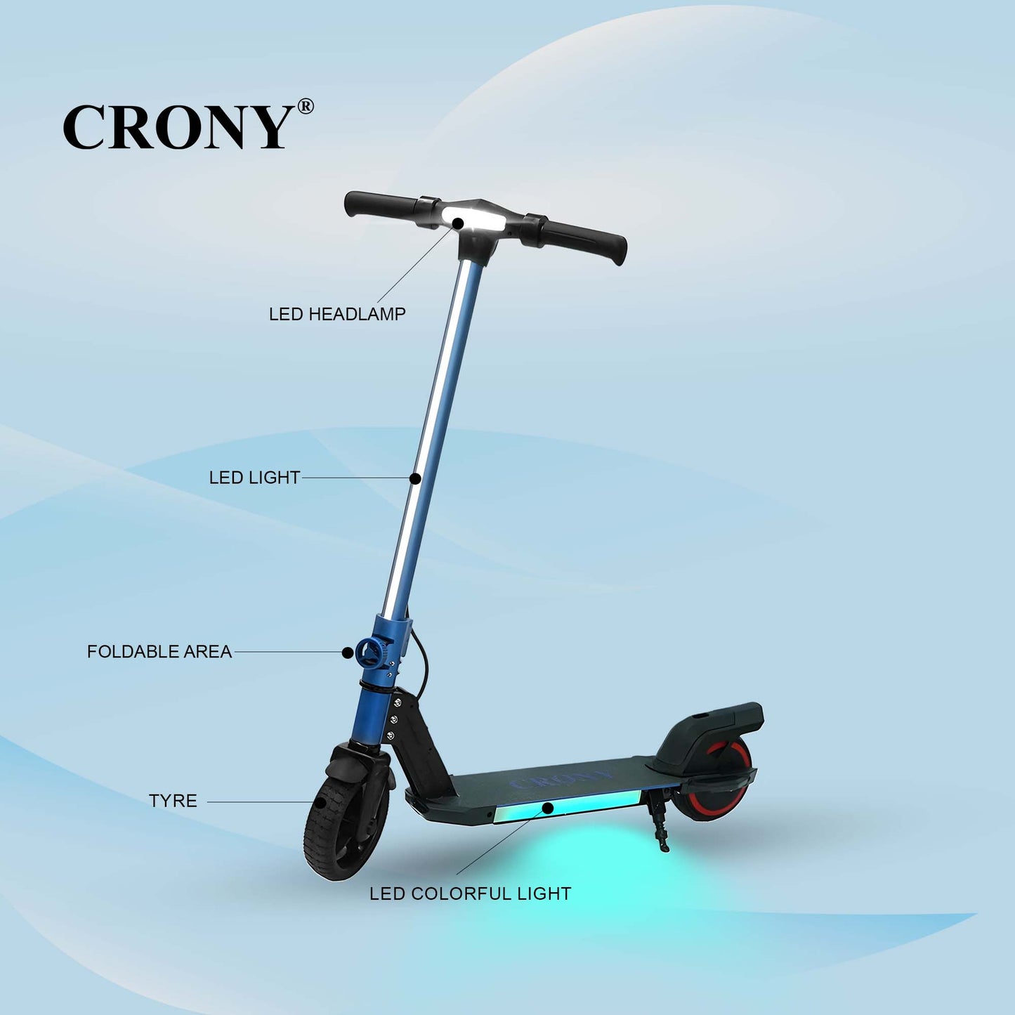 سكوتر كيدز CRONY S32 S31 130 واط 6.3 بوصة عجلة سرعة قصوى 16 كم/س بطارية 21 فولت تصميم سهل الطي