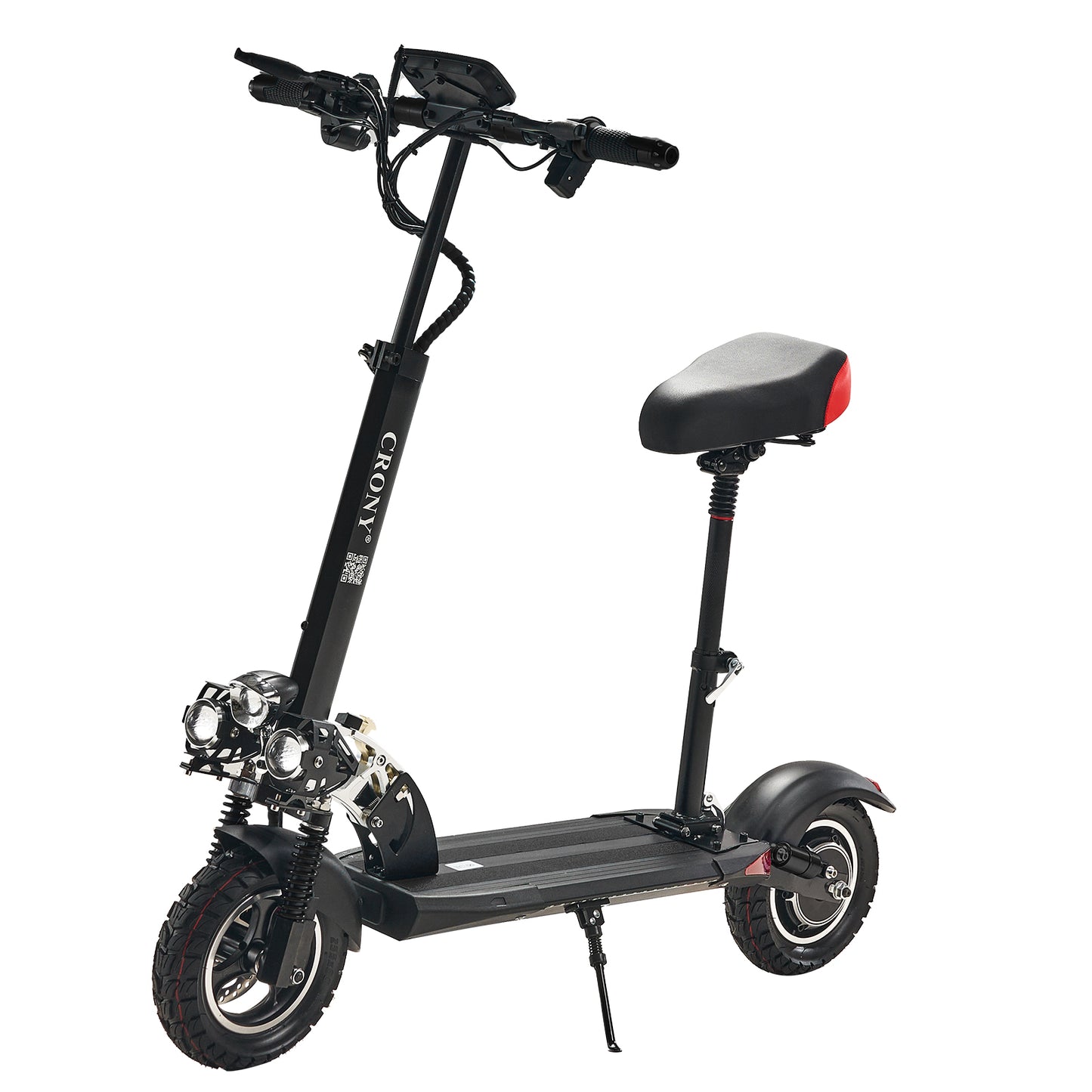 CRONY V10 Big Display+Seat Electric Scooter 1200W Motor 48V/14AH Battery 25-35KM Range Disc Brakes Front/Rear Suspension-2