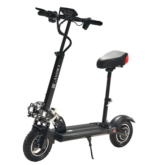 CRONY V10 Big Display+Seat Electric Scooter 1200W Motor 48V/14AH Battery 25-35KM Range Disc Brakes Front/Rear Suspension-2