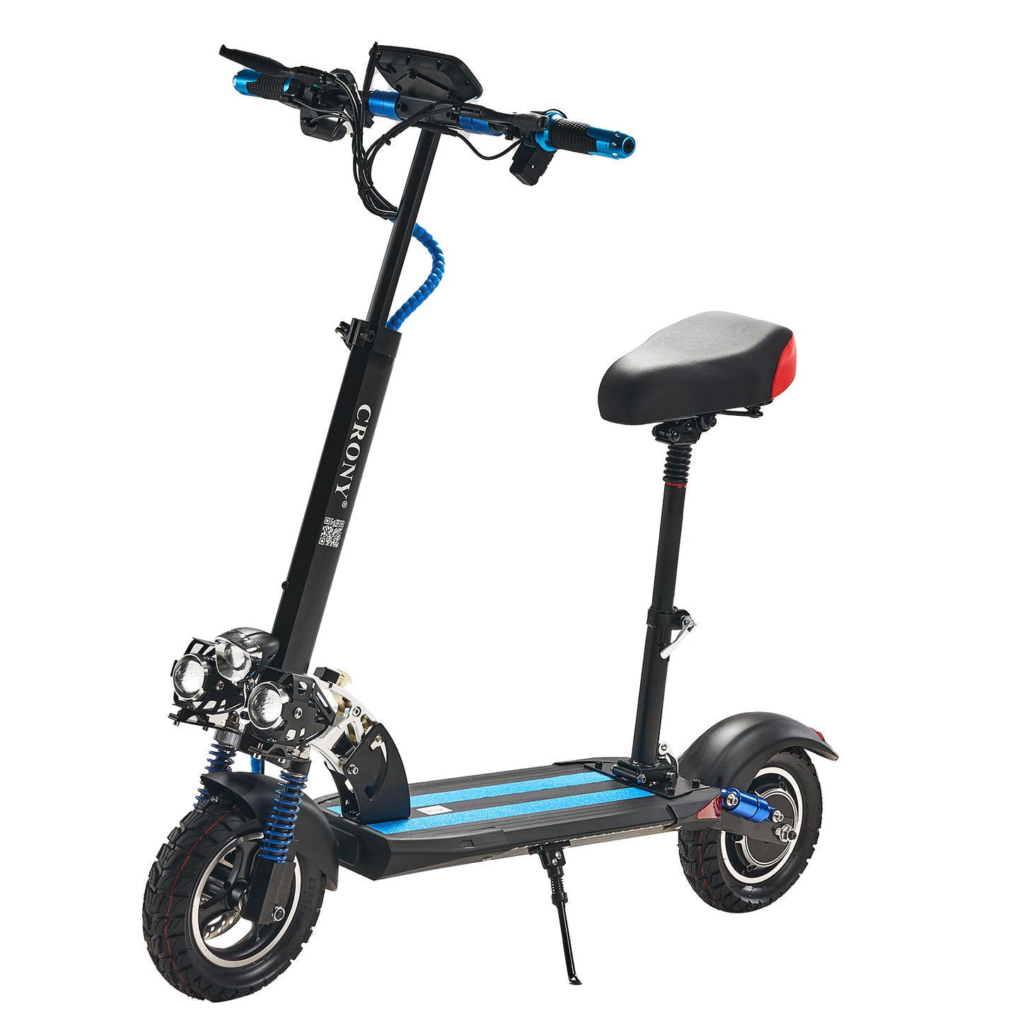 CRONY V10 Big Display+Seat Electric Scooter 1200W Motor 48V/14AH Battery 25-35KM Range Disc Brakes Front/Rear Suspension-2