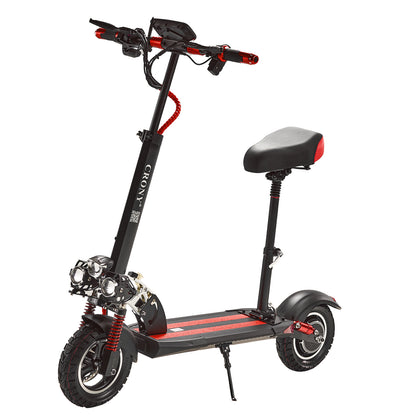 CRONY V10 Big Display+Seat Electric Scooter 1200W Motor 48V/14AH Battery 25-35KM Range Disc Brakes Front/Rear Suspension-2