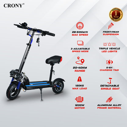 CRONY V10 Fast Speed E-scooter 1200w 10inch max speed 68 km/h Fast Speed E-scooter 48v electric scooter