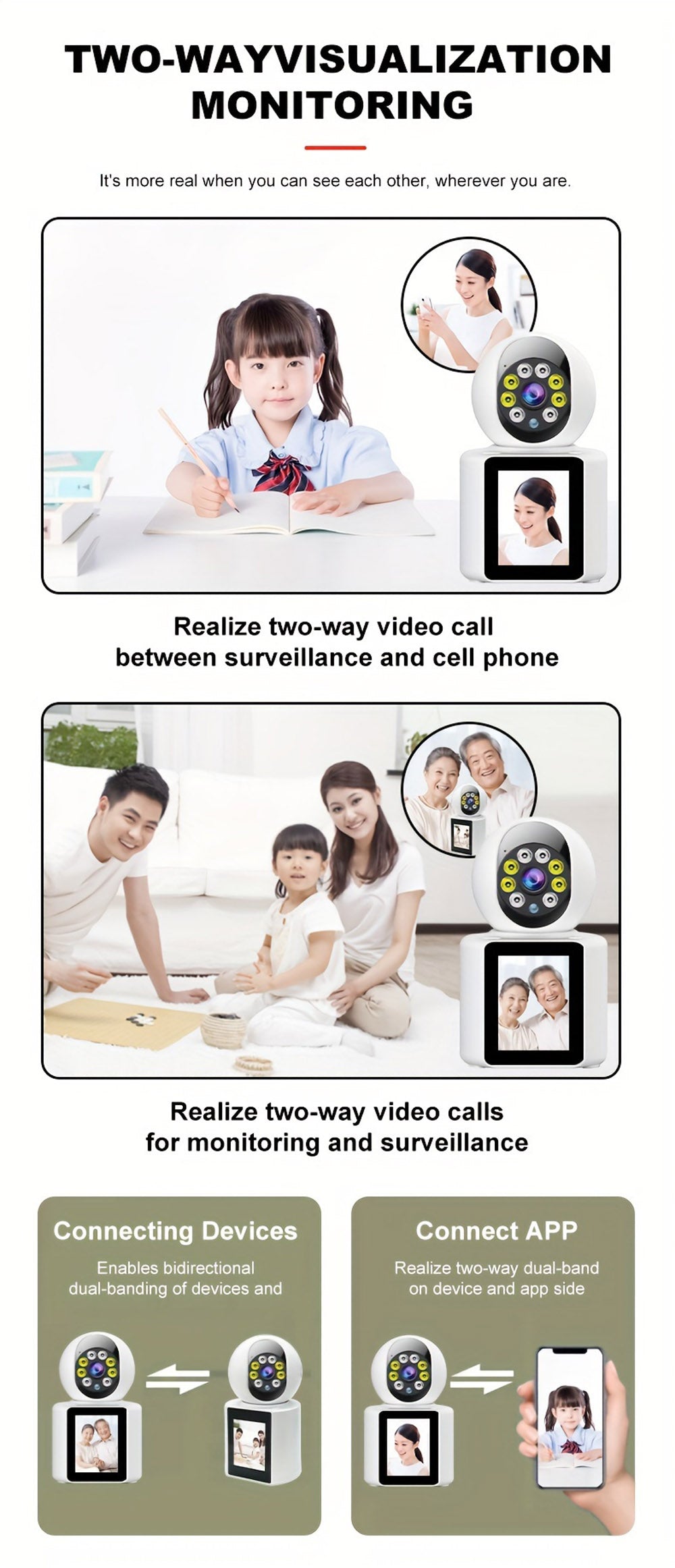 CRONY  IV-20 V360Pro APP 1080P Video Calling WIFI HD Camera One-Click Video Calling Infrared Night Vision Video Baby Monitoring Camera