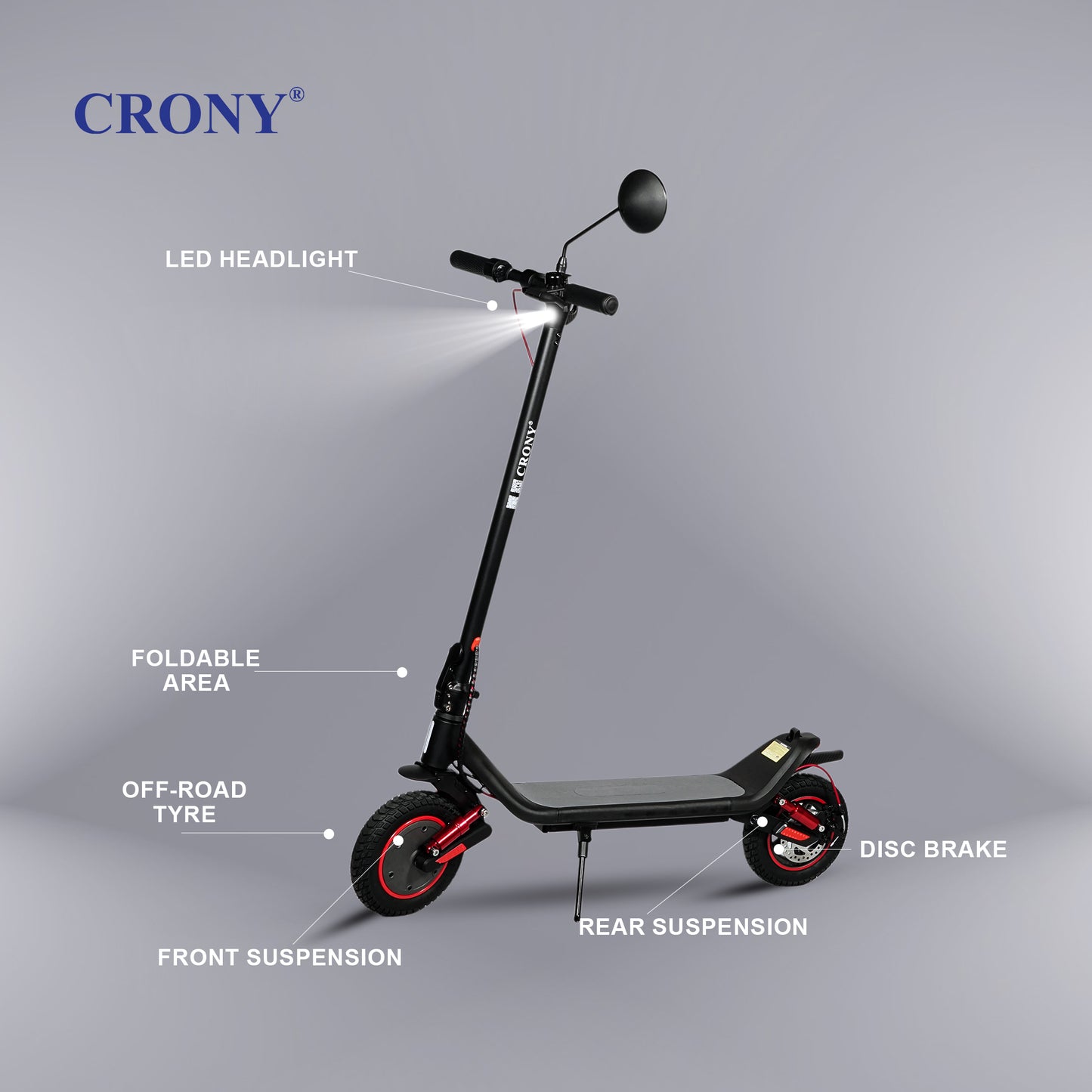 سكوتر كهربائي CRONY M365 MAX بتعليق مزدوج، محرك 500 واط، بطارية 36 فولت/10 أمبير في الساعة، مدى 20-30 كم، فرامل قرصية خلفية، تعليق أمامي/خلفي