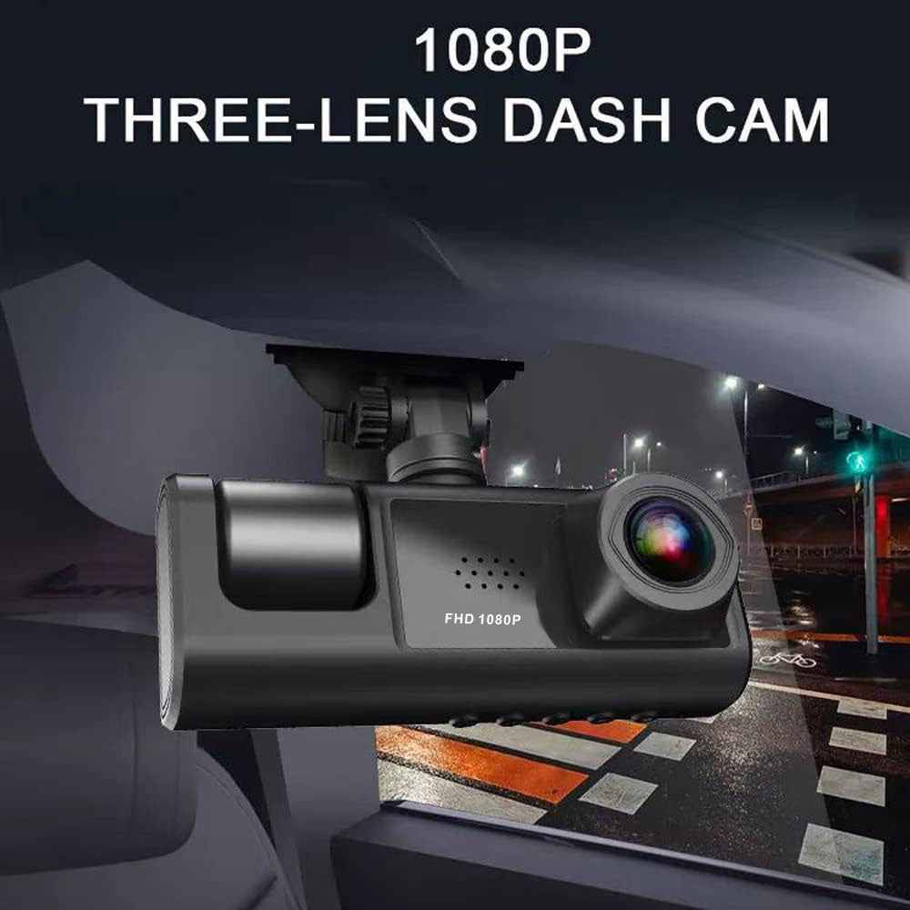 كروني S11 ثلاث كاميرات 1920*1080 زر ضغط داشكام 1080P DVR داشكام أمامي داخلي وكاميرا الرؤية الخلفية مسجل قيادة