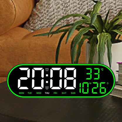 CRONY 8021 ساعة حائط رقمية ساعة منبه مثبتة على الحائط قابلة للتعديل لدرجة الحرارة ساعة رقمية للتحكم عن بعد للمنزل
