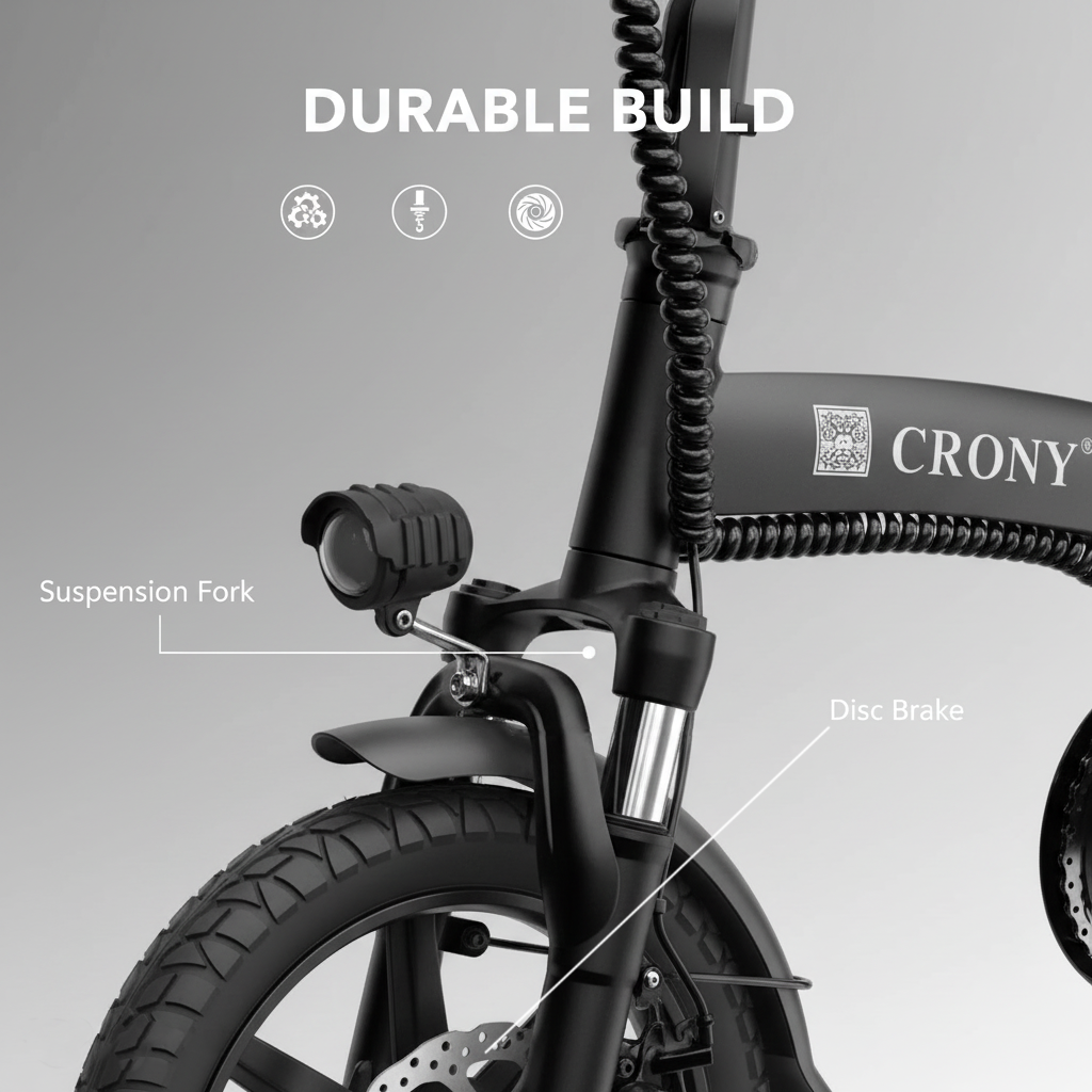 CRONY A5F Compact Electric Bike 14 Inch Foldable E Bike  350W Motor Commuter City Travel