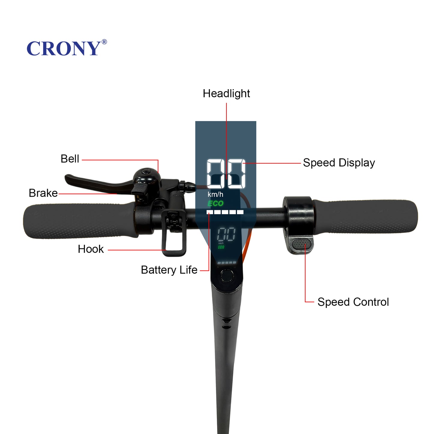 سكوتر كهربائي CRONY M365 بمحرك 250 واط وبطارية 36 فولت واتصال عبر التطبيق وطية سريعة وسهلة وكبح قرص خلفي