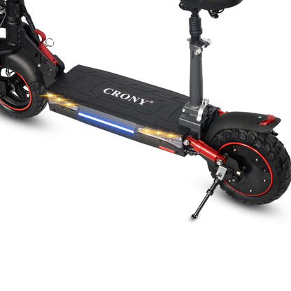 CRONY T4 Electric Scooter Big LCD Display With Seat 2000W Motor Smart App Control Triple LED Headlamps & Foldable Design with Smart Lock & Flashing Mode Front/Rear Suspension