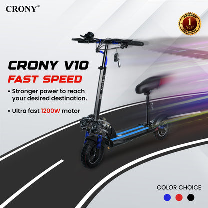 CRONY V10 Fast Speed E-scooter 1200w 10inch max speed 68 km/h Fast Speed E-scooter 48v electric scooter