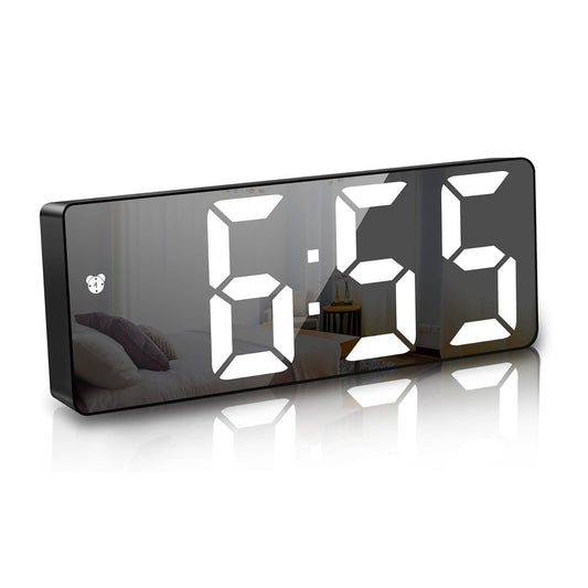 CRONY GH0712 White Electronic Clock Digital Alarm Clock LED Digital Alarm Clock Mirror Table Clock USB Cable Alarm Clock End Alarm 12/24 Hours Snooze Voice Control Temperature Display