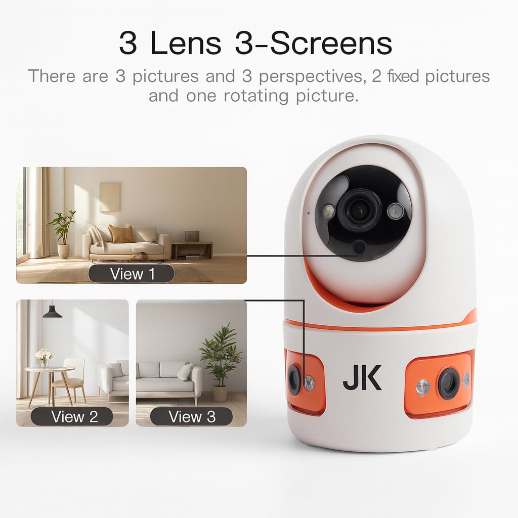 CRONY JF3M Wireless Security Camera Triple Lens PTZ WiFi Indoor Outdoor Home Surveillance 6MP Night Vision Motion Detection