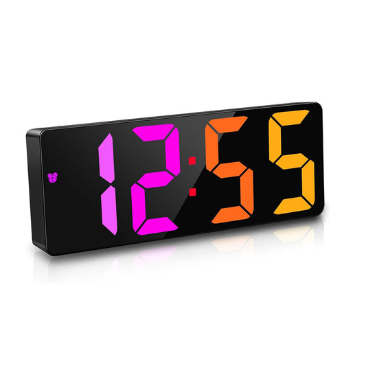 CRONY GH0732 Colours Electronic Clock Digital Alarm Clock RGB  Colorful LED Bedside Alarm Clocks Snooze Date Time Display Color Change Big Digit Brightness Adjustable USB&Battery Powered