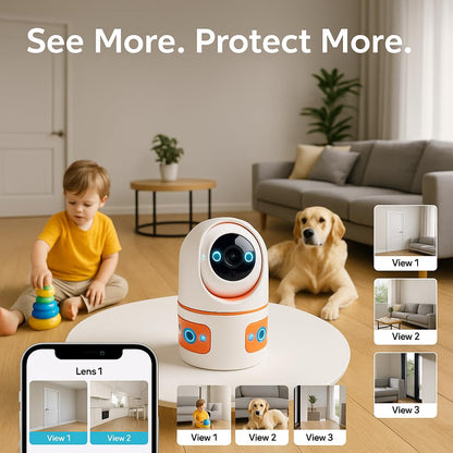 CRONY JF3M Wireless Security Camera Triple Lens PTZ WiFi Indoor Outdoor Home Surveillance 6MP Night Vision Motion Detection