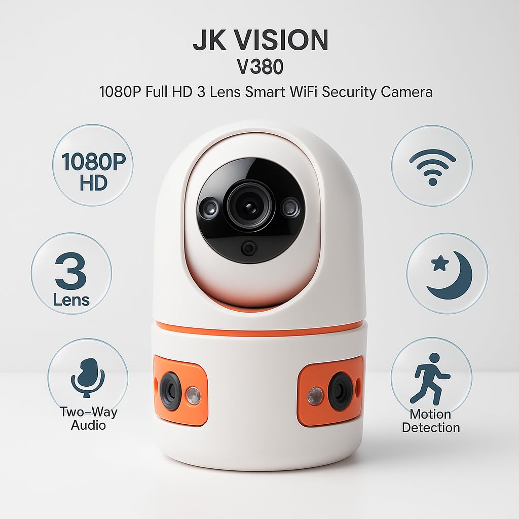 CRONY JF3M Wireless Security Camera Triple Lens PTZ WiFi Indoor Outdoor Home Surveillance 6MP Night Vision Motion Detection