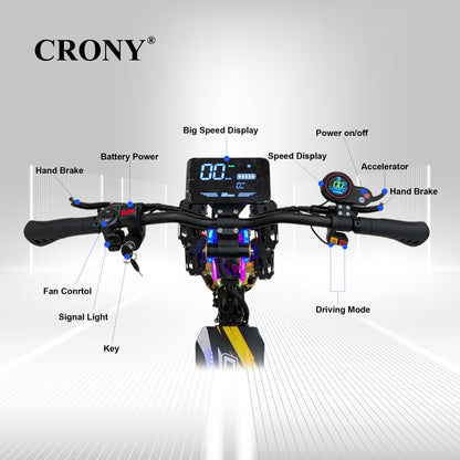CRONY GT-13 GT13 Electric Scooter 5000Wx2 Motors 75V/31.2AH Battery 65-90KM Range Disc Brakes Front/Rear Suspension High configuration E-Scooter