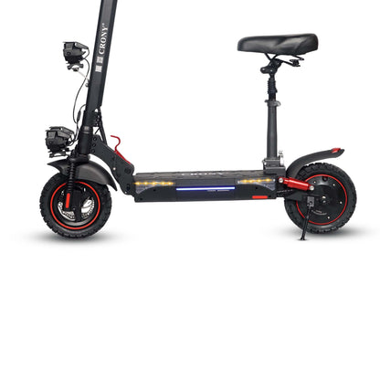 CRONY T4 Electric Scooter Big LCD Display With Seat 2000W Motor Smart App Control Triple LED Headlamps & Foldable Design with Smart Lock & Flashing Mode Front/Rear Suspension