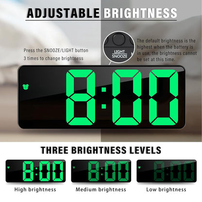 CRONY GH0732 Colours Electronic Clock Digital Alarm Clock RGB  Colorful LED Bedside Alarm Clocks Snooze Date Time Display Color Change Big Digit Brightness Adjustable USB&Battery Powered