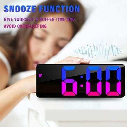 CRONY GH0732 Colours Electronic Clock Digital Alarm Clock RGB  Colorful LED Bedside Alarm Clocks Snooze Date Time Display Color Change Big Digit Brightness Adjustable USB&Battery Powered