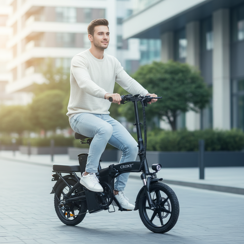 CRONY A5F Compact Electric Bike 14 Inch Foldable E Bike  350W Motor Commuter City Travel
