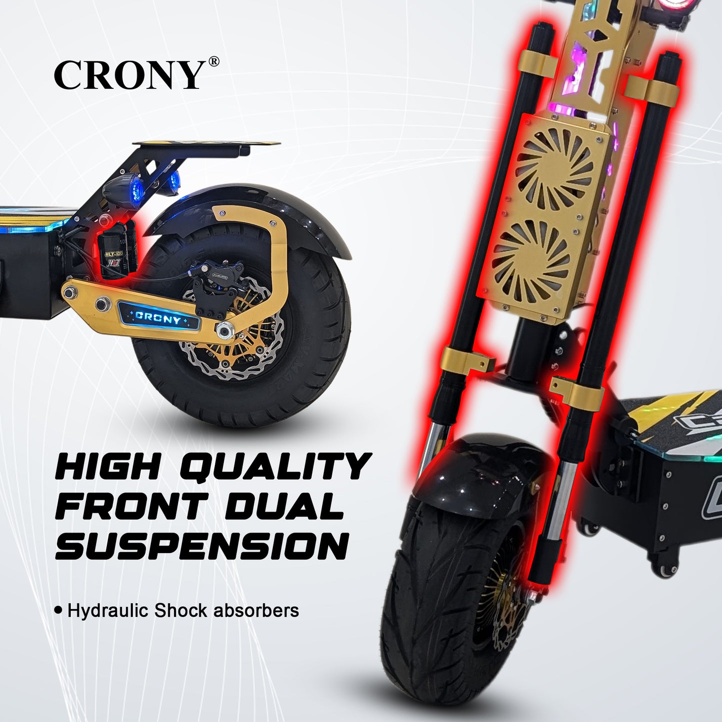 CRONY GT-13 GT13 Electric Scooter 5000Wx2 Motors 75V/31.2AH Battery 65-90KM Range Disc Brakes Front/Rear Suspension High configuration E-Scooter