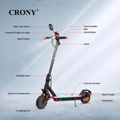 CRONY XM M365 High Configuration Scooter  with 7 colors LED with APP 25-45KM/H Aluminium Alloy Folded 8 Inch tires with shockproof