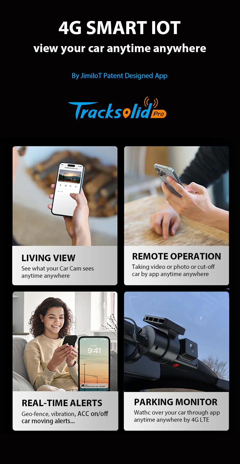 JC181 4G Dash camera  Mini Car Camera With Live Stream Dual Cameras GPS Tracking Wifi Hotspot Multiple Alarms
