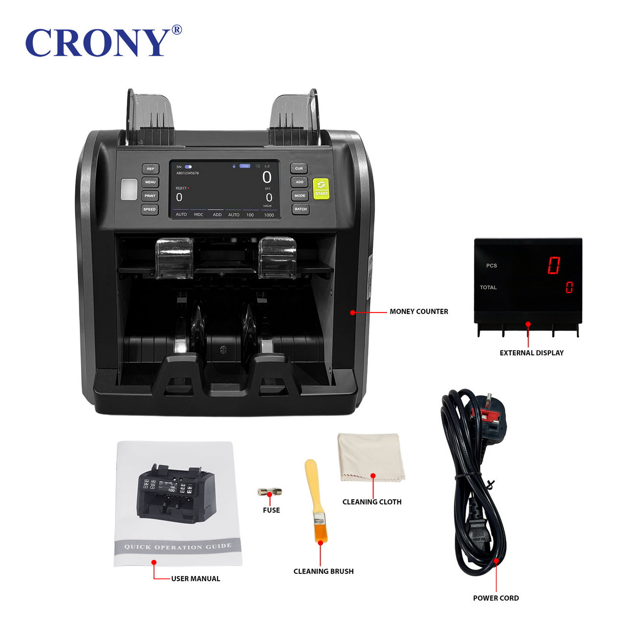 CRONY AL958 AL-958 Multi Currency Money Counter Cash Sorter Machine Banknote Counter with Fake Note Detection Money Counter