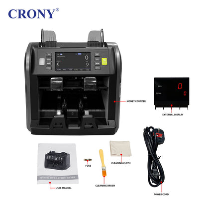 CRONY AL958 AL-958 Multi Currency Money Counter Cash Sorter Machine Banknote Counter with Fake Note Detection Money Counter
