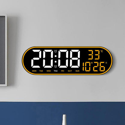 CRPONY 8021 White+Blue Electronic Clock Display 5 Adjustable Brightness Wall Clock For Home Farmhouse Office