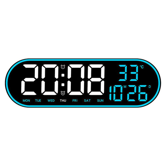 CRPONY 8021 أبيض + أزرق ساعة إلكترونية عرض 5 ساعة حائط سطوع قابلة للتعديل للمنزل والمزرعة والمكتب