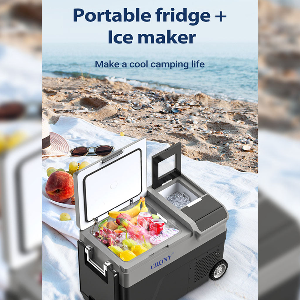 CRONY B35IM Ice Maker refrigerator with wheels Lever 38L Portable Ice Maker &amp; Freezer Home &amp; Car Use -20°C 7 Bullet Ice LED Control Wheels