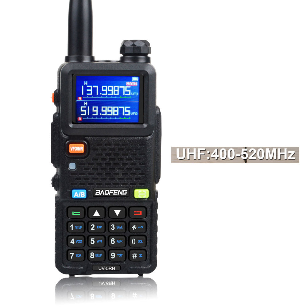 Baofeng UV-5RH 7W VHF UHF 136-174MHz 220-260MHz 400-520MHz Tri-Bands 999Ch Frequency Search Weather Forecast FM Walkie Talkie