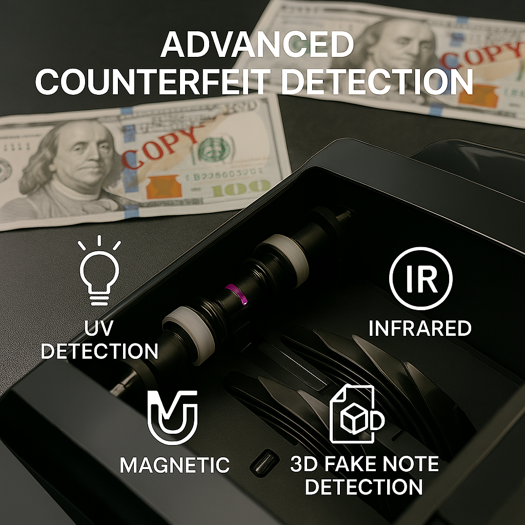 CRONY P80 Currency count machine with Mixed Value Counterfeit Detection and LCD Display for Business Bank Office Cash Counting Banknote Verifiers