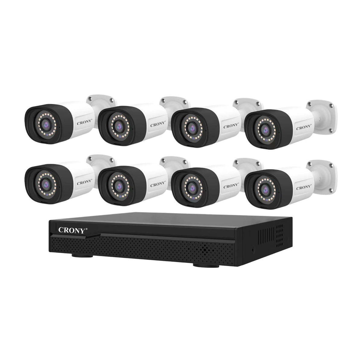 CRONY D8208-5-P 8CH POE NVR+IPC POE Kit with 5MP Cameras and Motion De ...